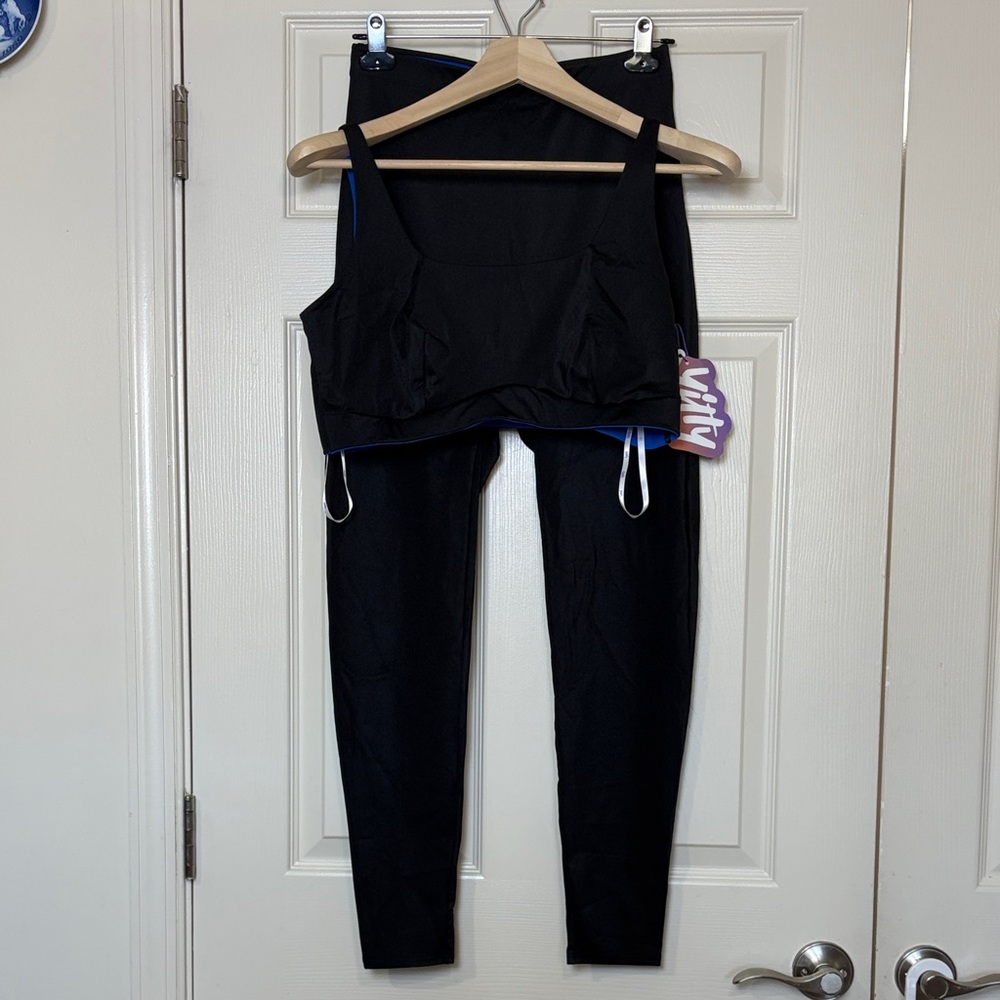 Yitty 2 Piece Black Activewear Set NWT XL Top, Large Leggings